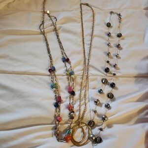 Gold Multi-Strand Beaded Statement Necklace - Women Jewelry